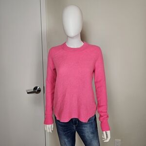 White + Warren Vibrant Neon Pink Knit Cashmere Sweater Sz L
